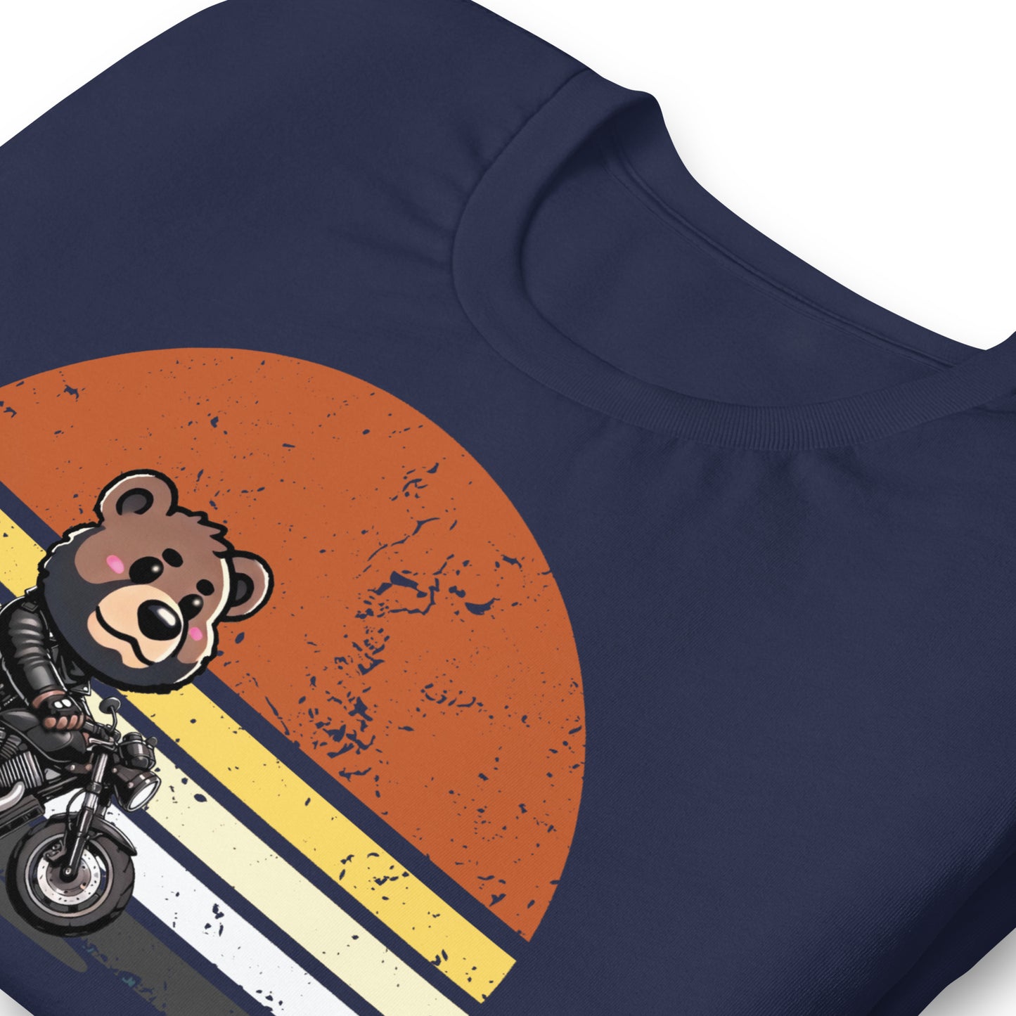 Leather Biker Bear T-Shirt Cute Retro Sunset Design