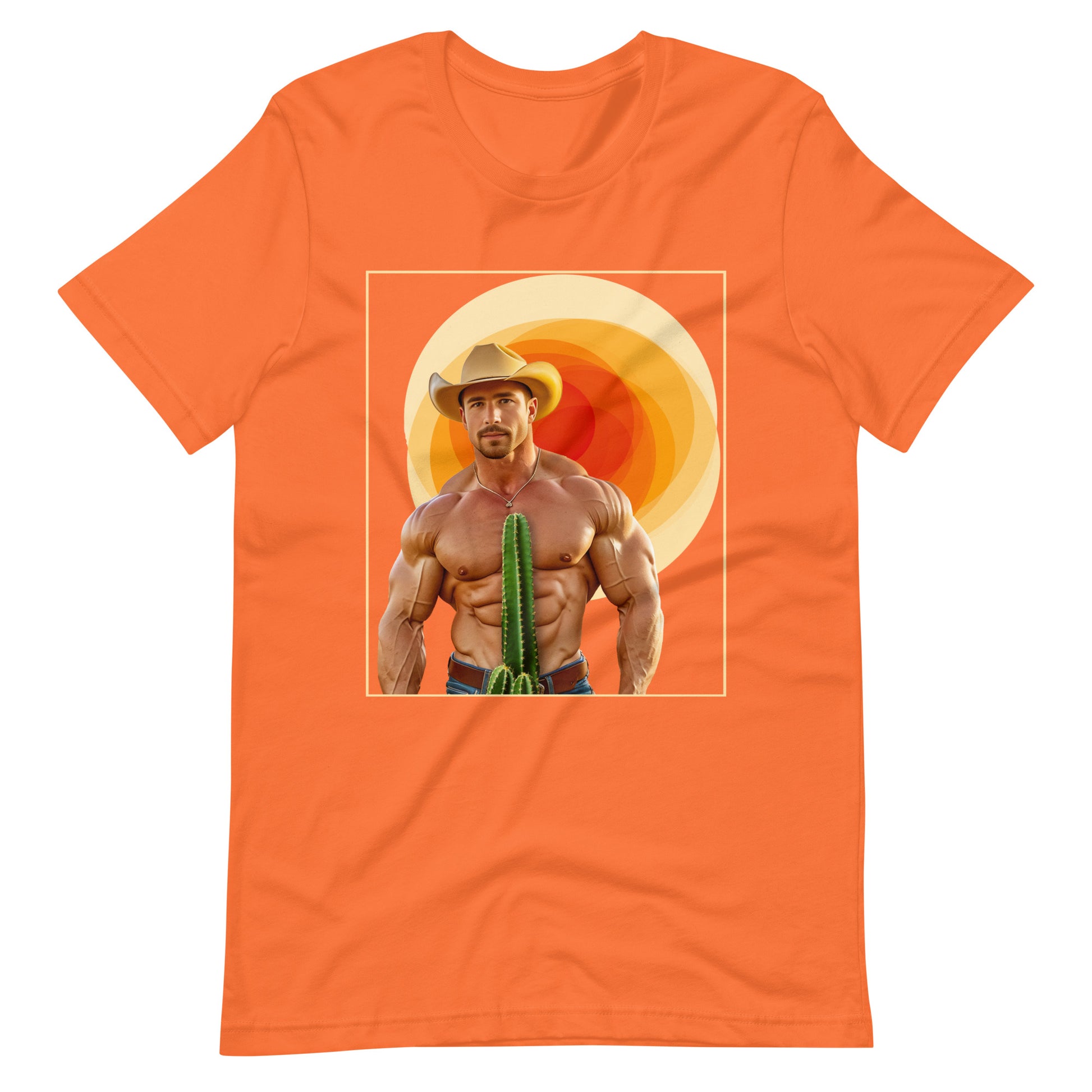 Cact-Ass Cowboy orange T-Shirt flat - BackRoomGear - your LGBTQI Gay Kink Apparel Store