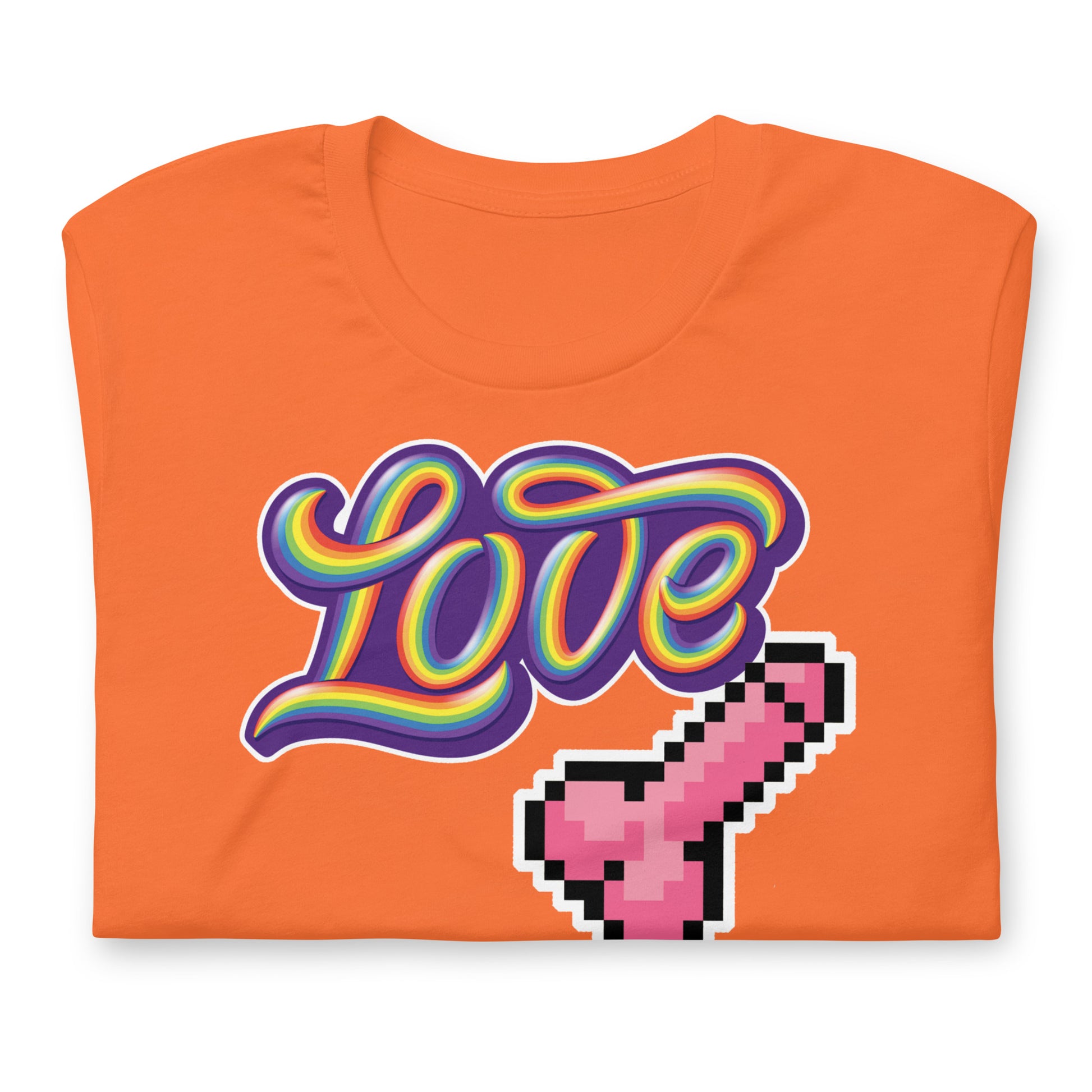 Love Dick Shirt-Orange folded-backroomgear - your LGBTQI Gay Kink Apparel Store