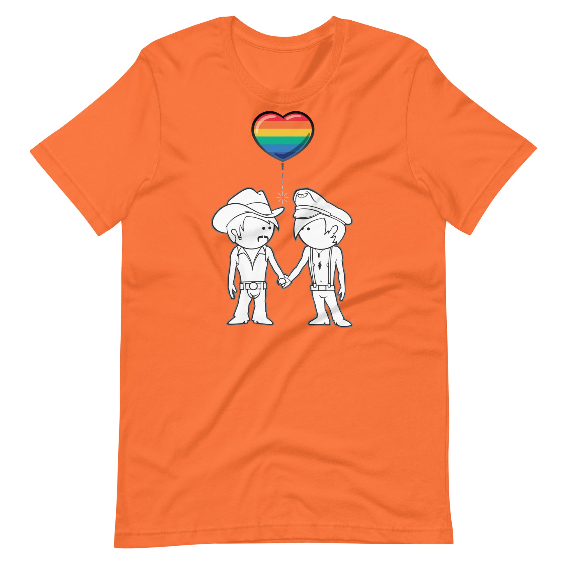 Romeo & Julian Orange T-Shirt Flat - BackRoomGear - your LGBTQI Gay Kink Apparel Store