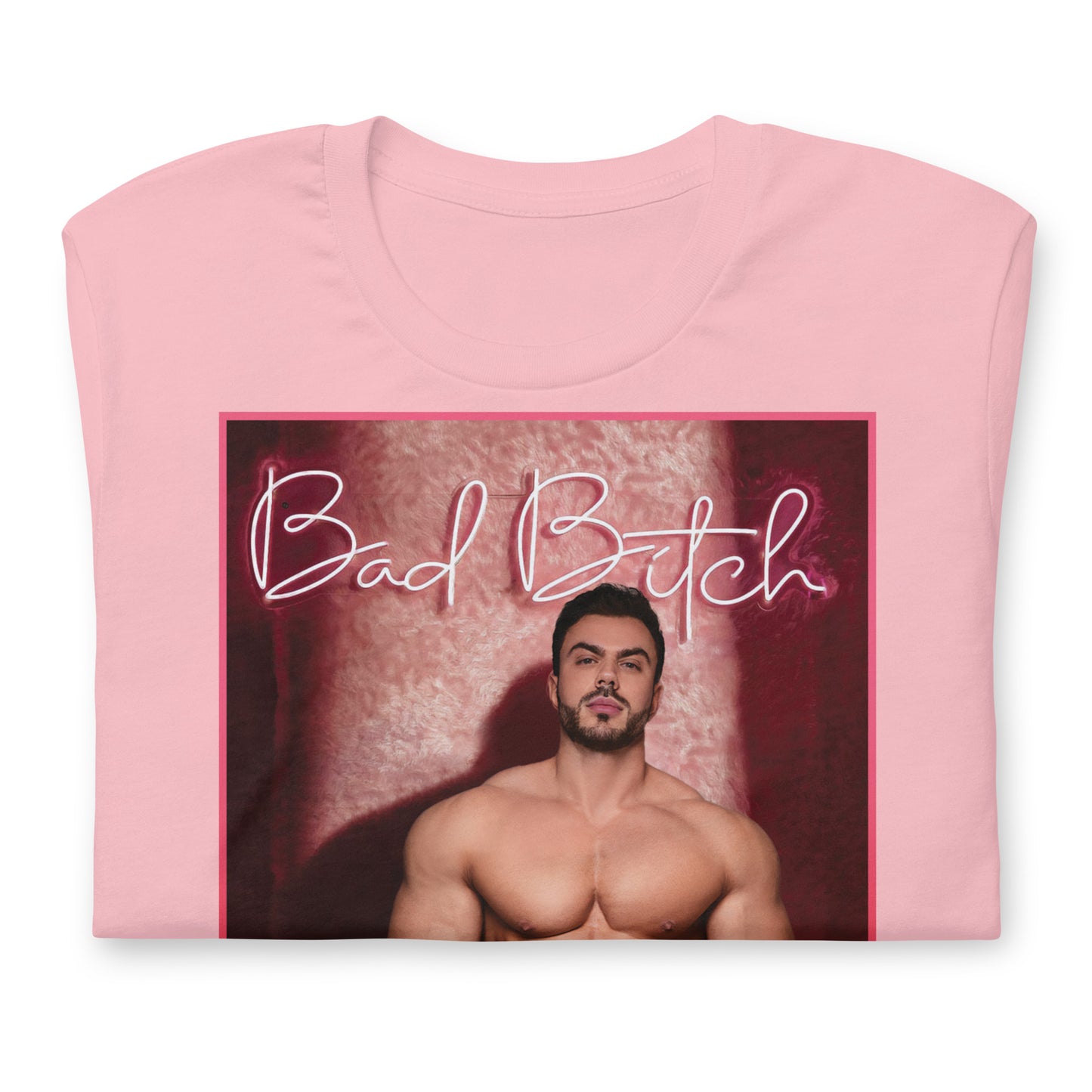 Bad Bitch! Pink T-Shirt Folded - BackRoomGear - your LGBTQI Gay Kink Apparel Store