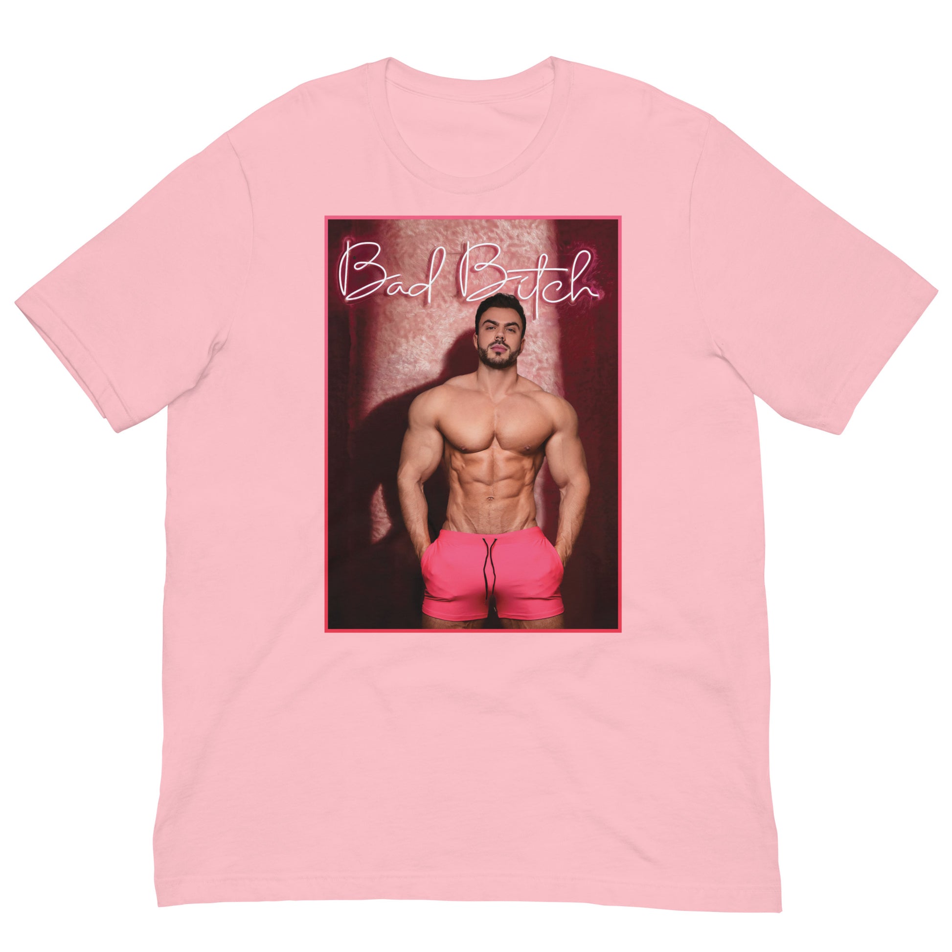 Bad Bitch! Pink T-Shirt Flat - BackRoomGear - your LGBTQI Gay Kink Apparel Store