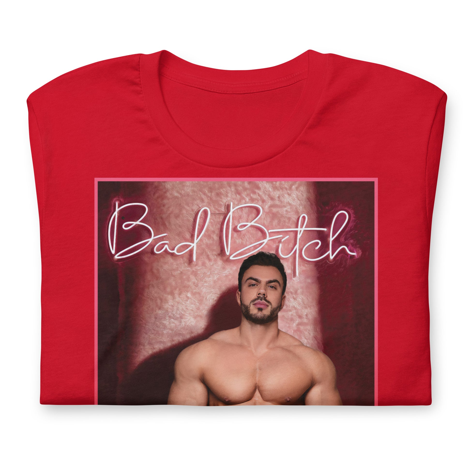 Bad Bitch! Red T-Shirt Folded - BackRoomGear - your LGBTQI Gay Kink Apparel Store