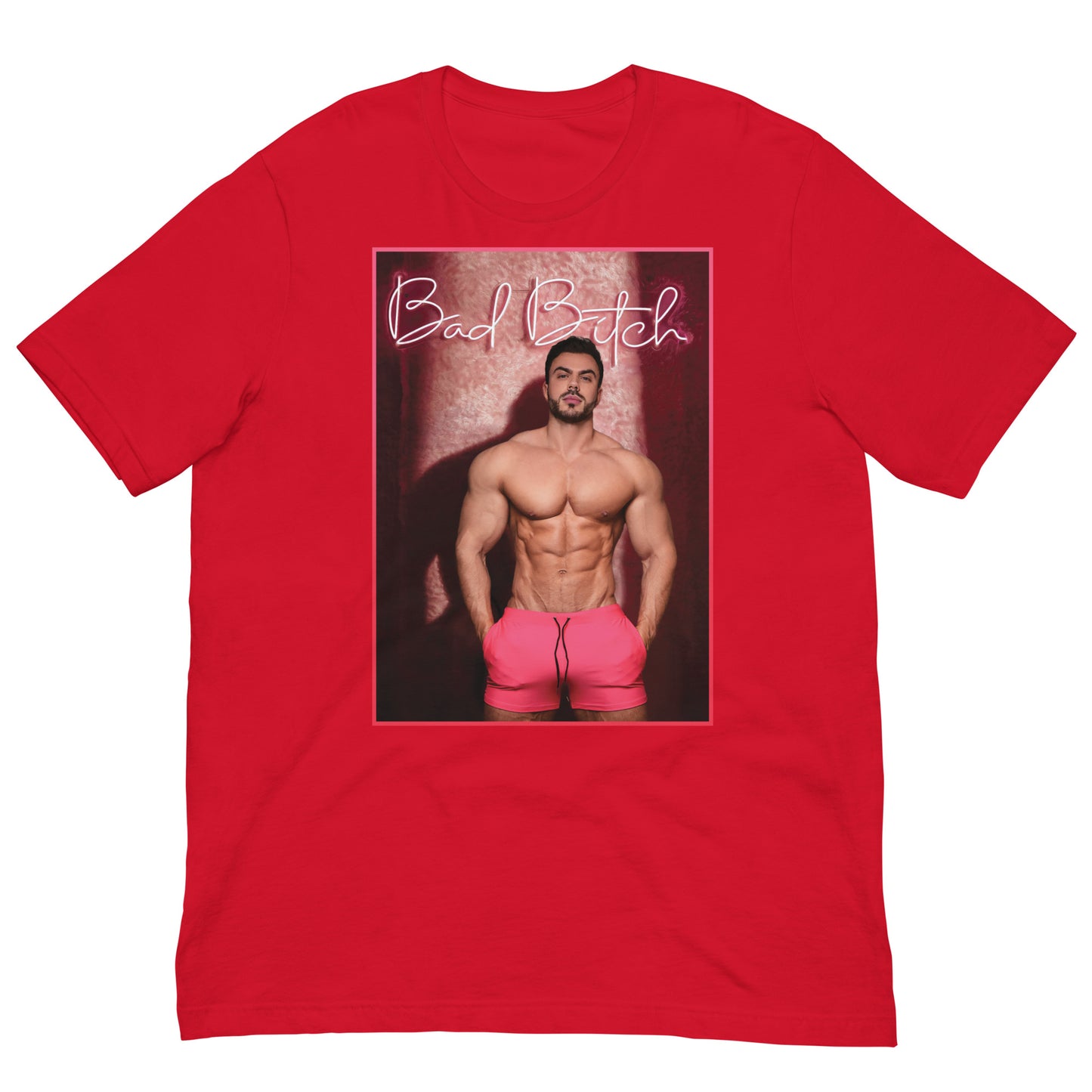 Bad Bitch! Red T-Shirt Flat - BackRoomGear - your LGBTQI Gay Kink Apparel Store