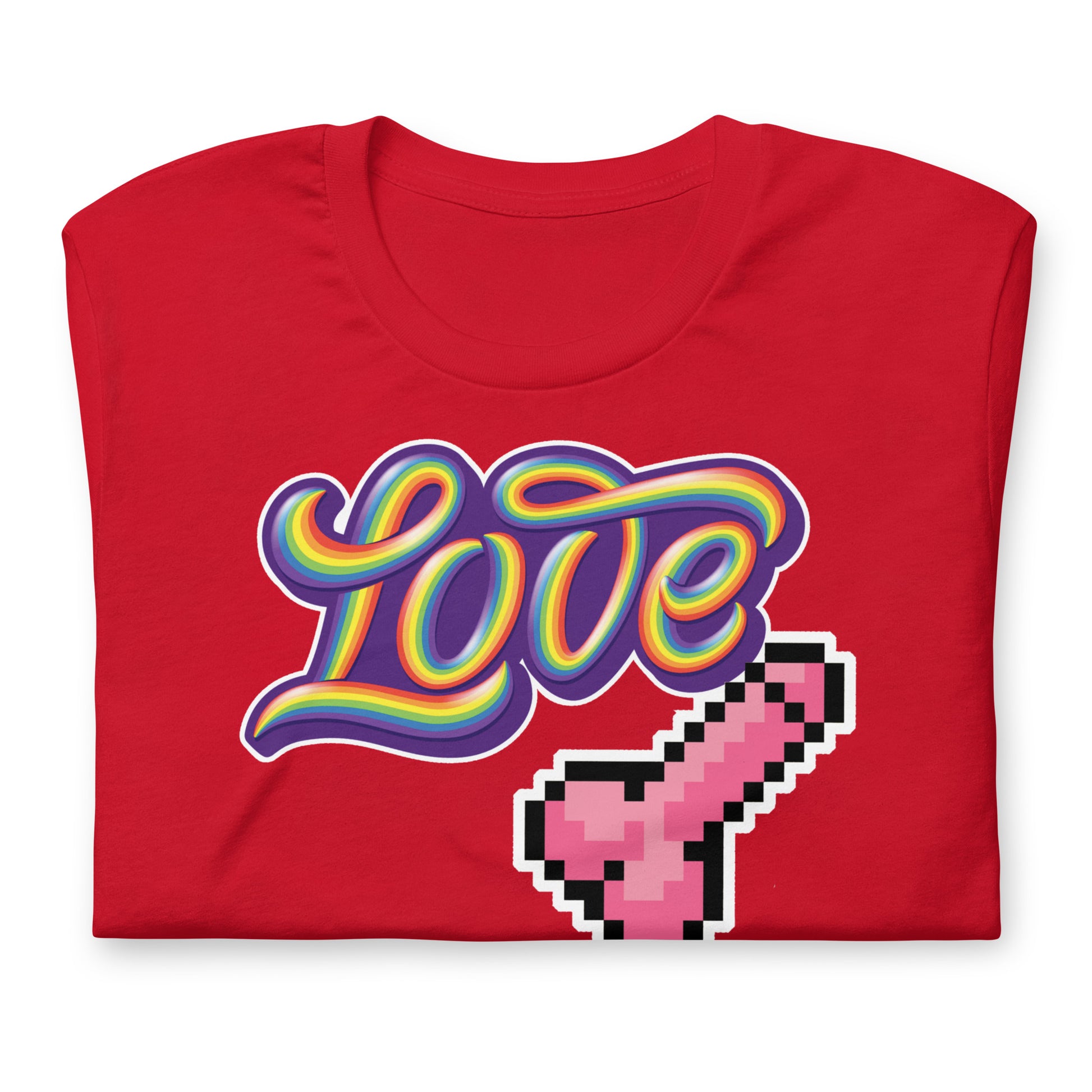 Love Dick Shirt-Red folded-backroomgear - your LGBTQI Gay Kink Apparel Store