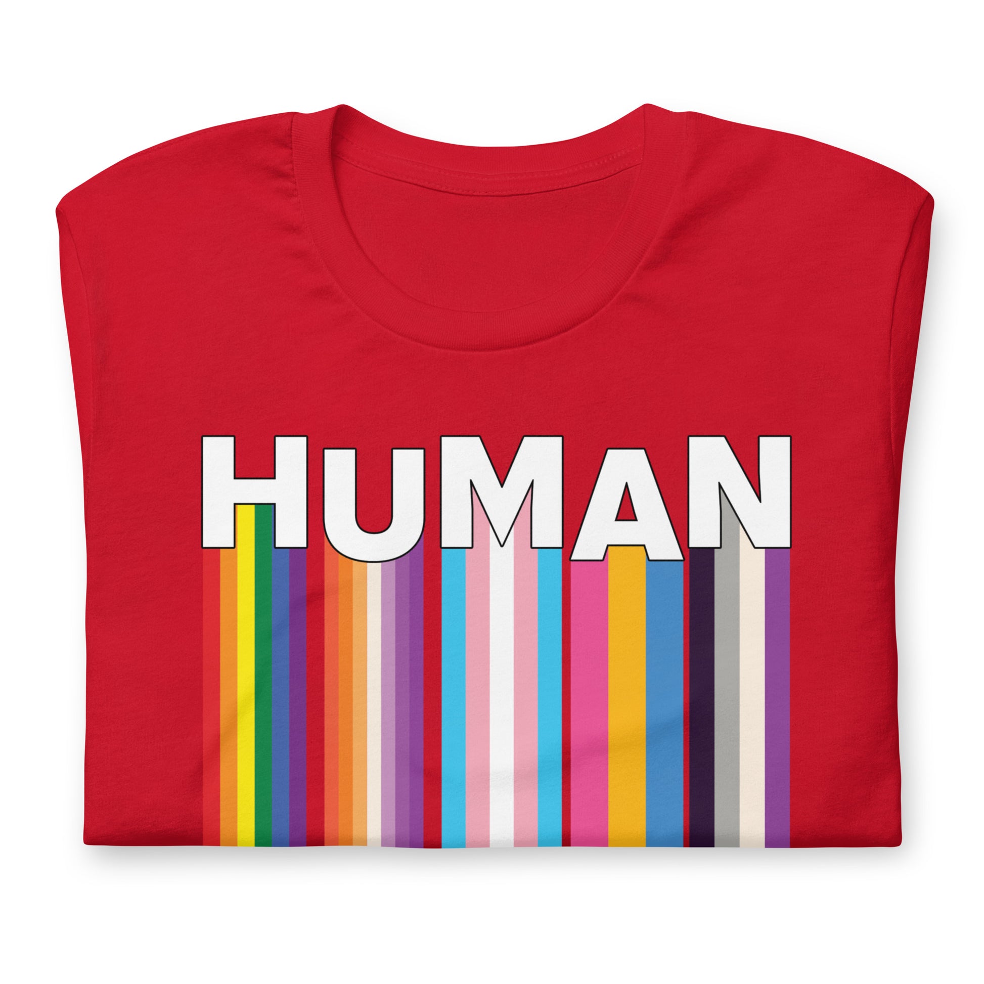 We Are Human Red T-Shirt Folded - BackRoomGear - your LGBTQI Gay Kink Apparel Store