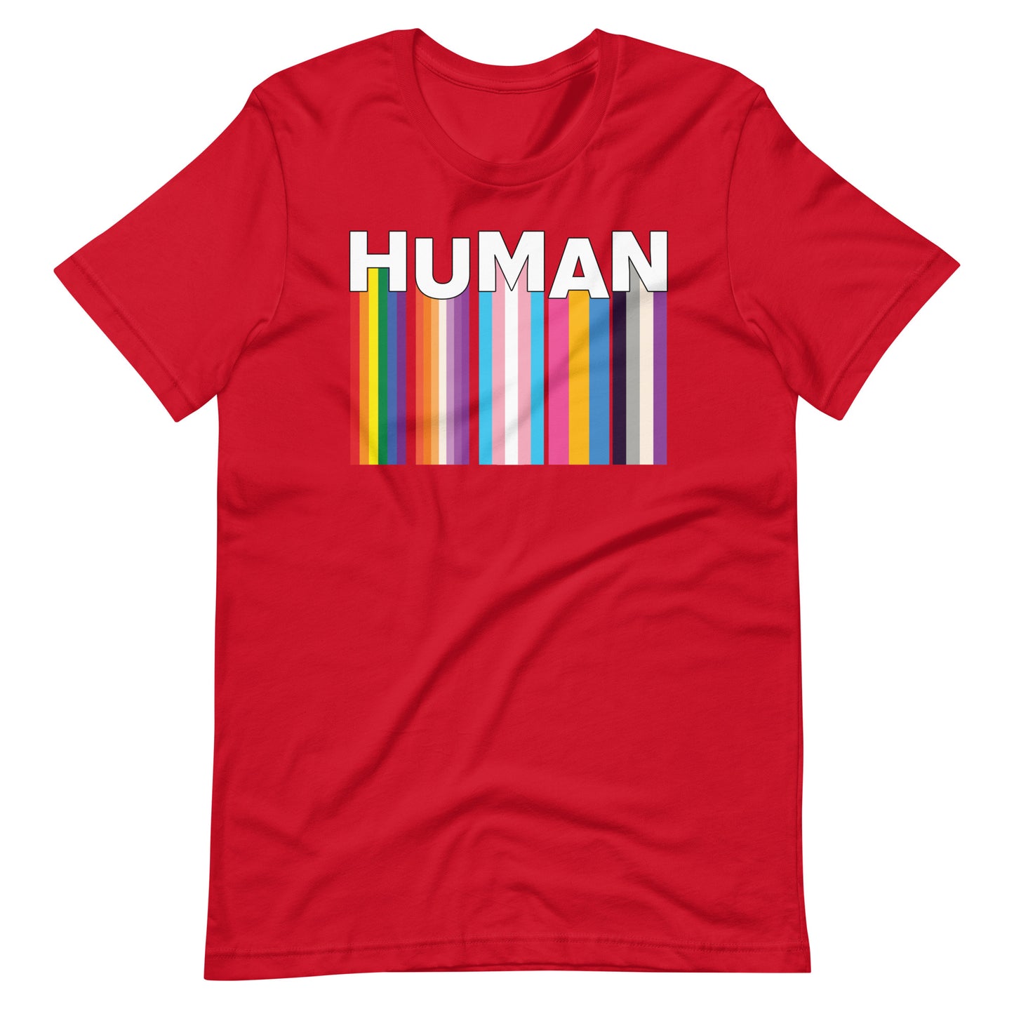 We Are Human Red T-Shirt Flat - BackRoomGear - your LGBTQI Gay Kink Apparel Store