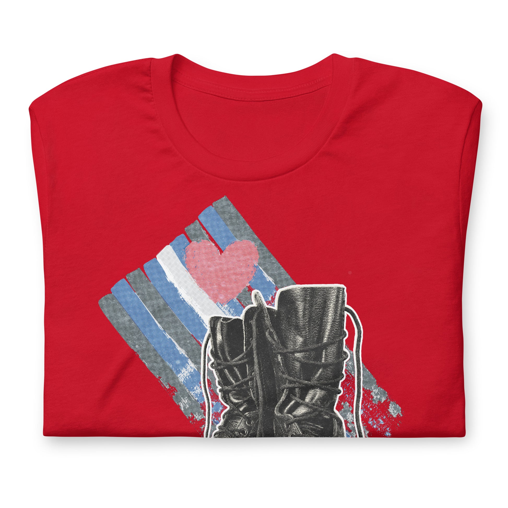 Love Boots Red T-Shirt Folded - BackRoomGear - your LGBTQI Gay Kink Apparel Store