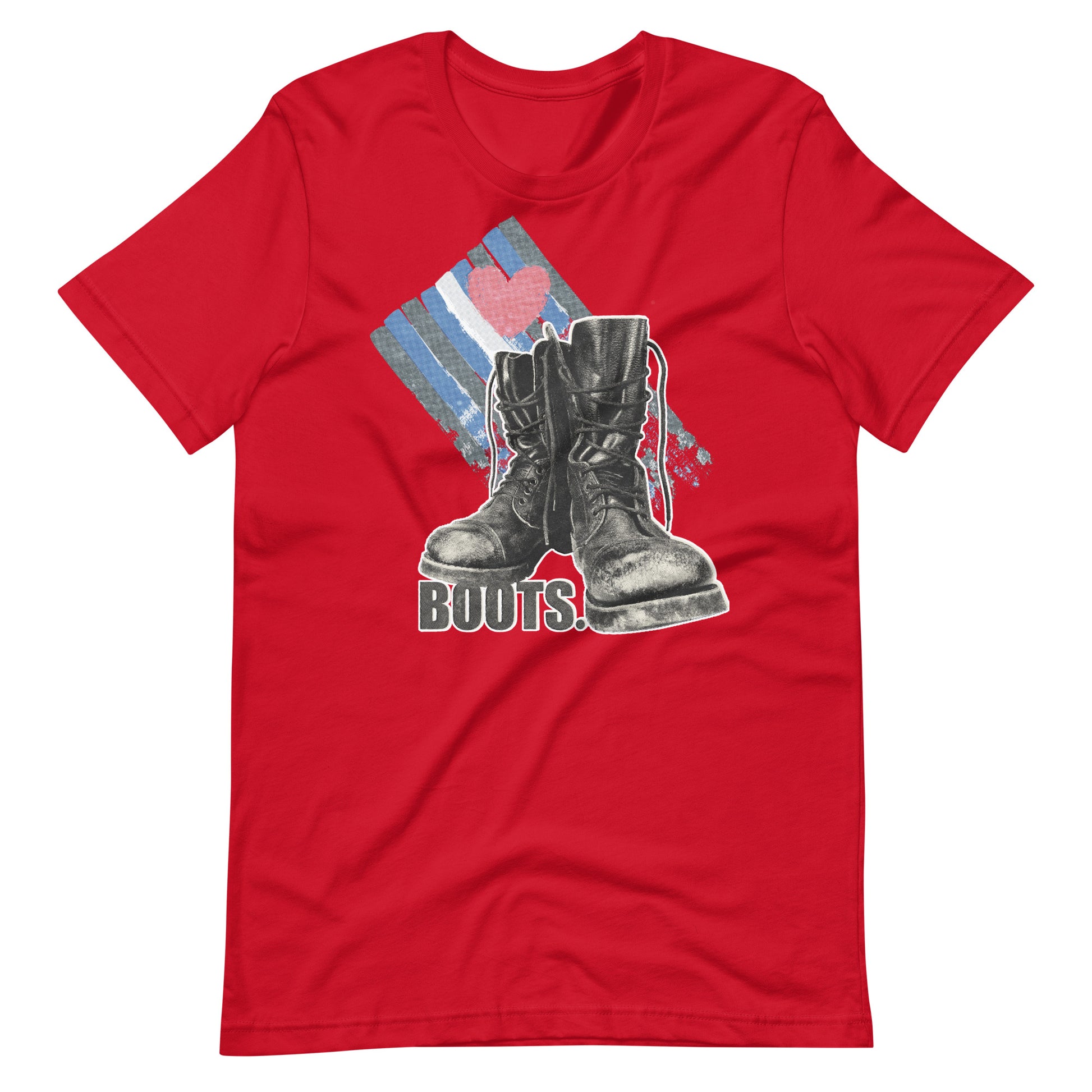 Love Boots Red T-Shirt Flat - BackRoomGear - your LGBTQI Gay Kink Apparel Store