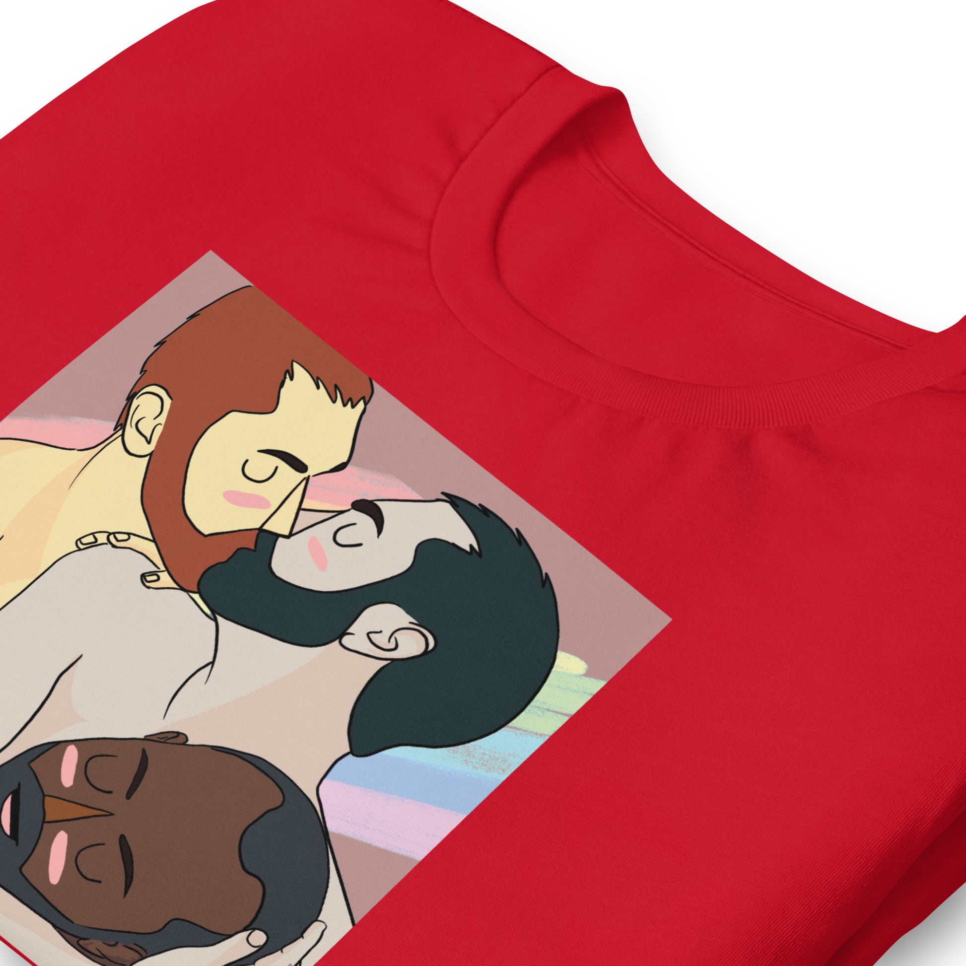 Throuple Red T-Shirt Zoomed - BackRoomGear - your LGBTQI Gay Kink Apparel Store