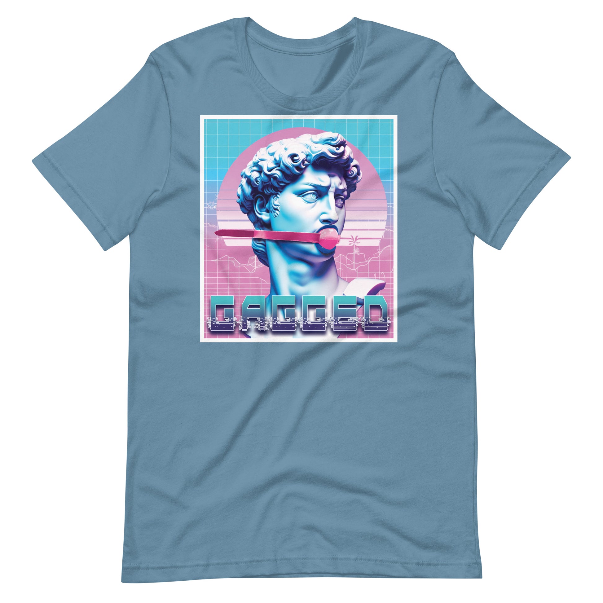 Gagged-Steel Blue Flat-Shirt - backroomgear - your LGBTQI Gay Kink Apparel Store