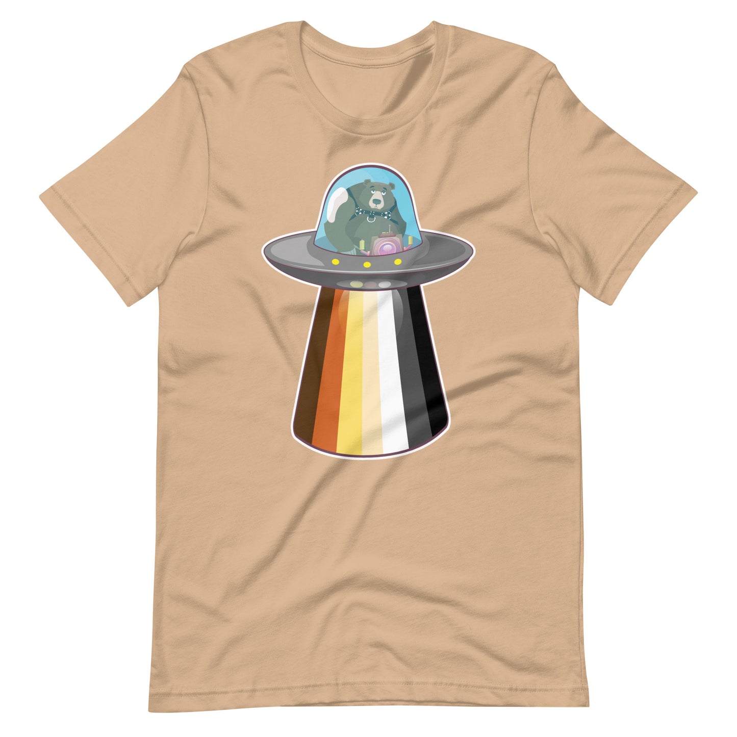 UFO Bear Tan T-Shirt Flat - BackRoomGear - your LGBTQI Gay Kink Apparel Store