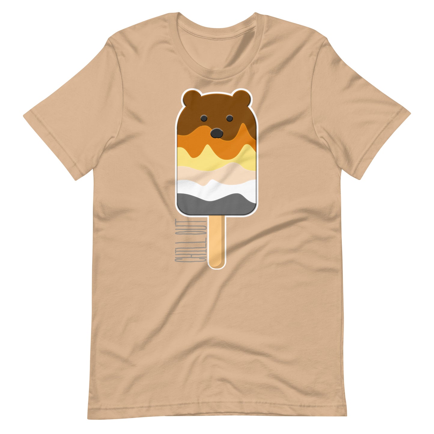 Bear Popsicle Tan T-Shirt Flat - BackRoomGear - your LGBTQI Gay Kink Apparel Store