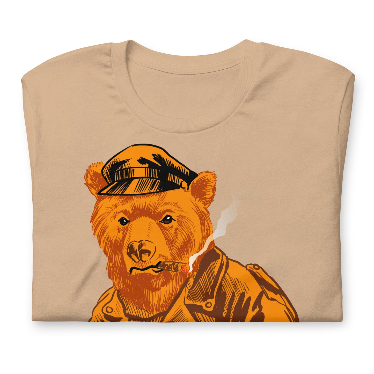 Retro Leather Bear Tan T-Shirt Flat Folded - BackRoomGear - your LGBTQI Gay Kink Apparel Store