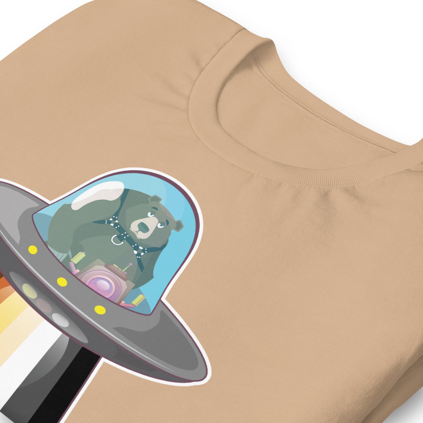 UFO Bear Tan T-Shirt Zoomed - BackRoomGear - your LGBTQI Gay Kink Apparel Store