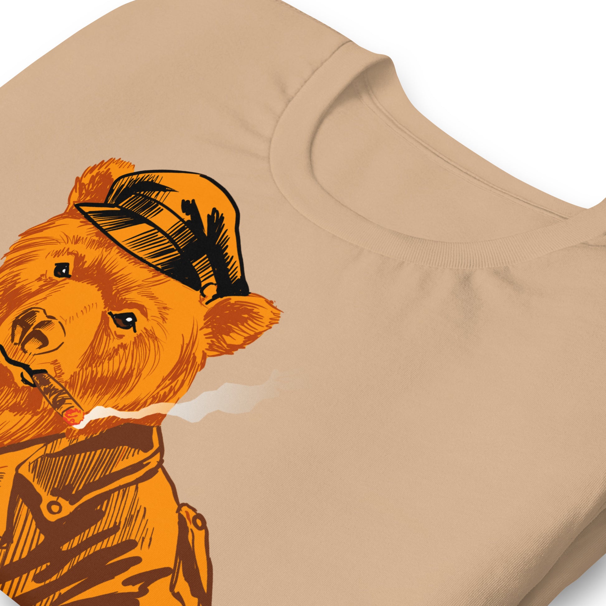 Retro Leather Bear Tan T-Shirt Zoomed - BackRoomGear - your LGBTQI Gay Kink Apparel Store