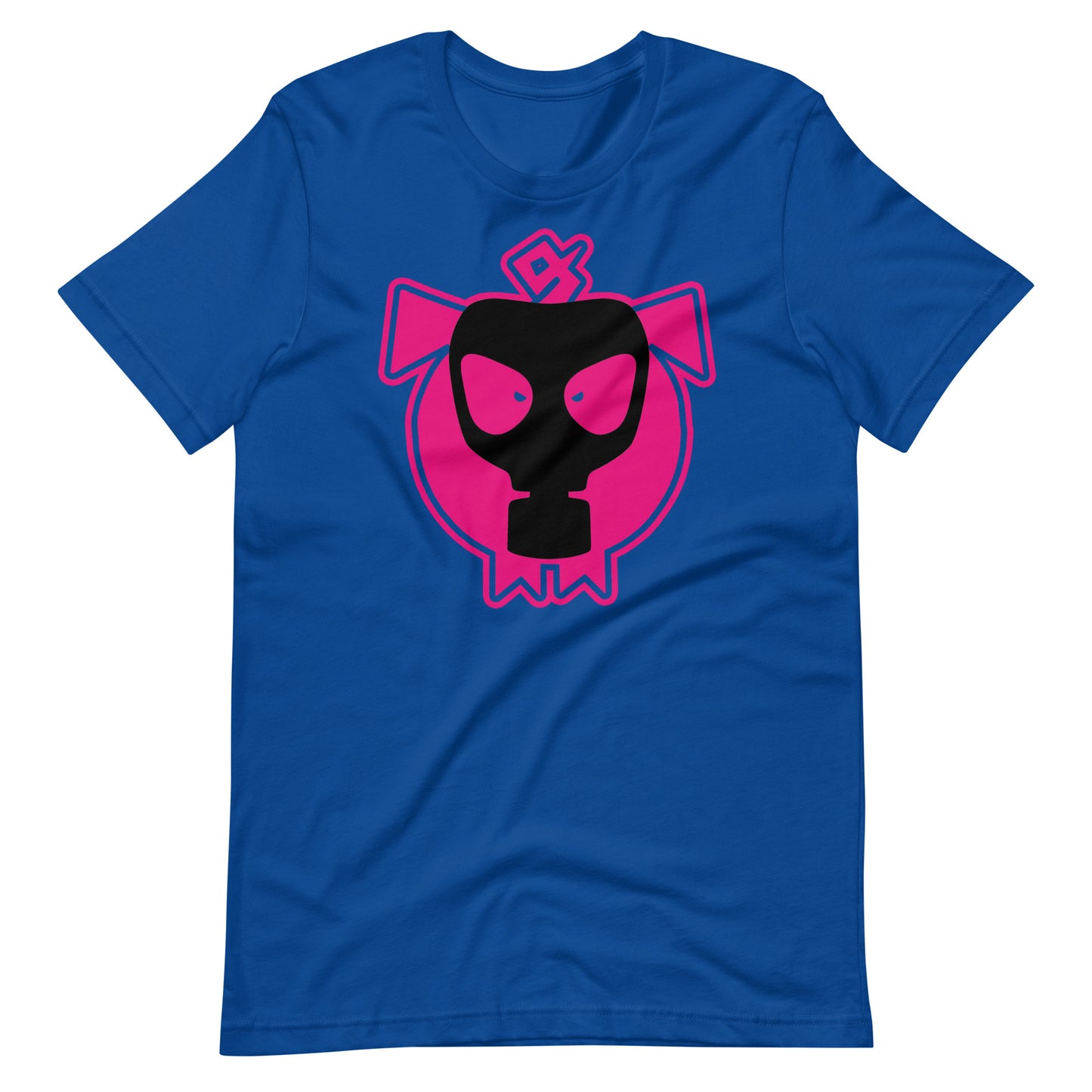 Gas Mask Piggy Shirt true royal Flat - BackRoomGear - your LGBTQI Gay Kink Apparel Store