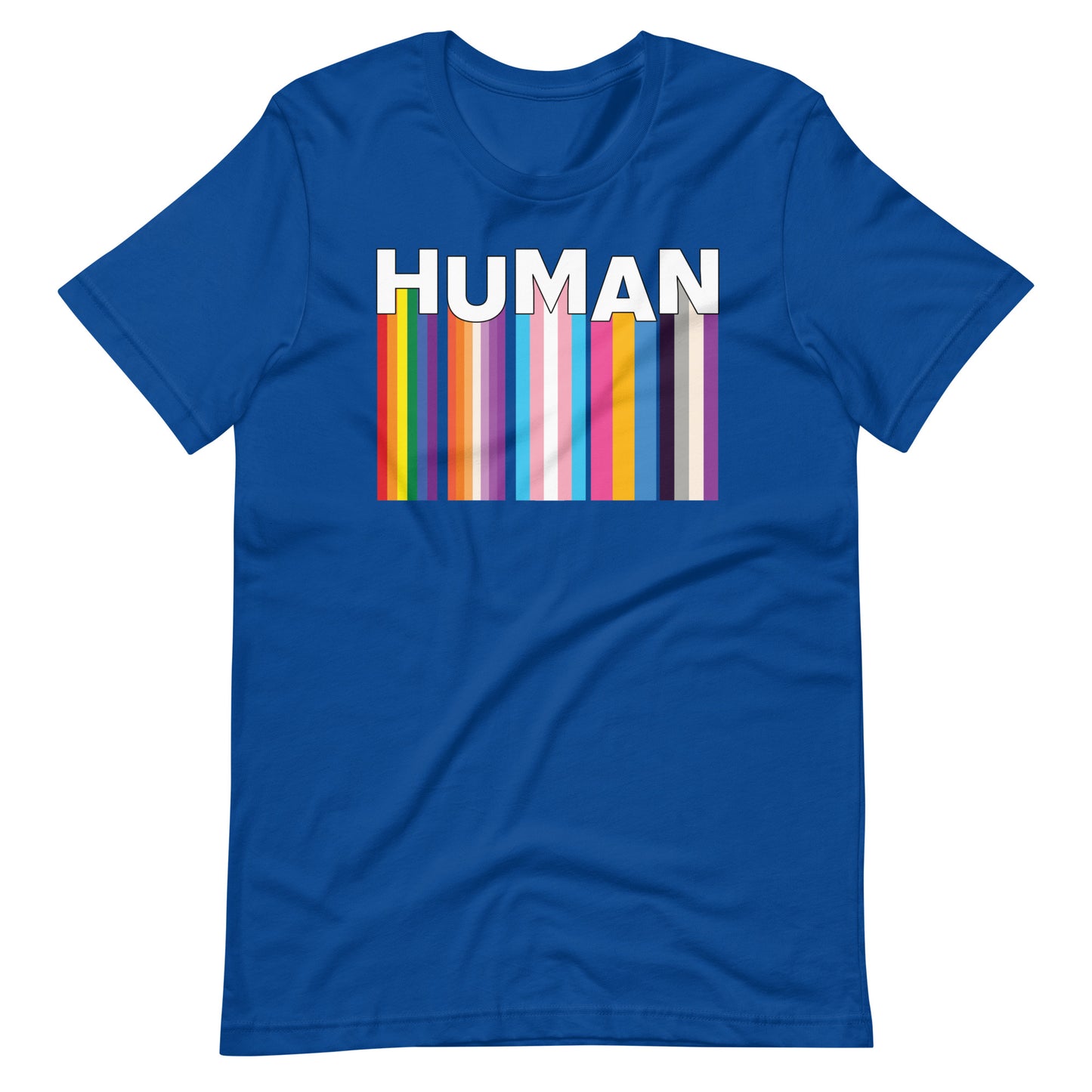 We Are Human True Royal T-Shirt Flat - BackRoomGear - your LGBTQI Gay Kink Apparel Store