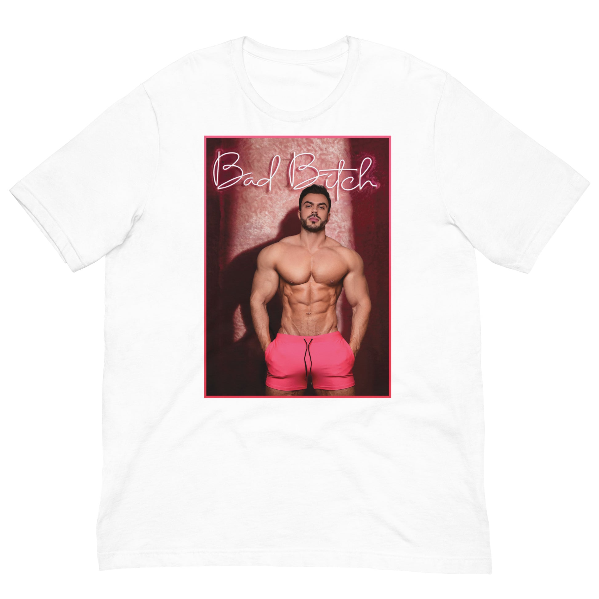 Bad Bitch! White T-Shirt Flat - BackRoomGear - your LGBTQI Gay Kink Apparel Store