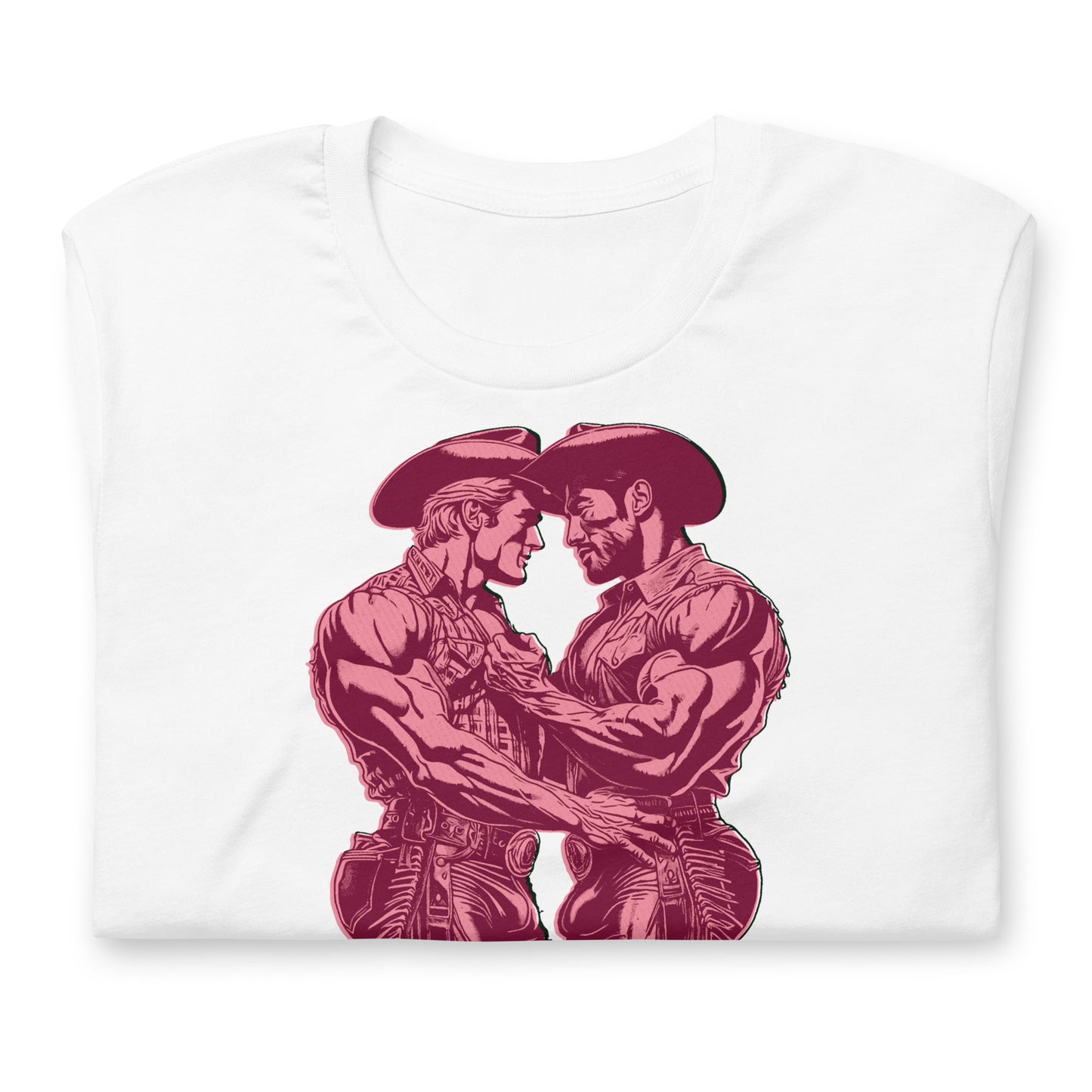 Pink-Cowboys-white folded Shirt-backroomgear - your LGBTQI Gay Kink Apparel Store