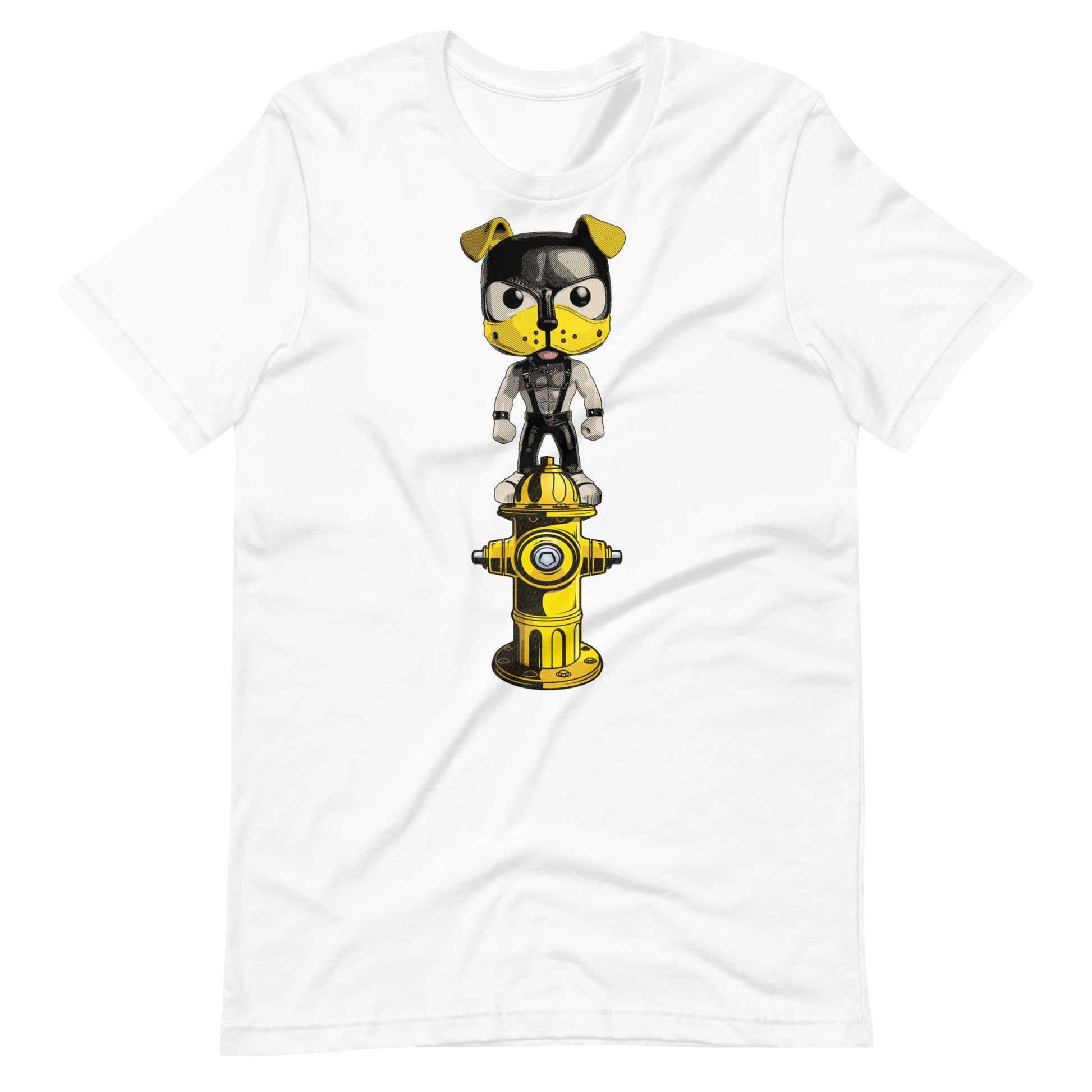 Hydrant-Pup-shirt white flat - backroomgear - your LGBTQI Gay Kink Apparel Store