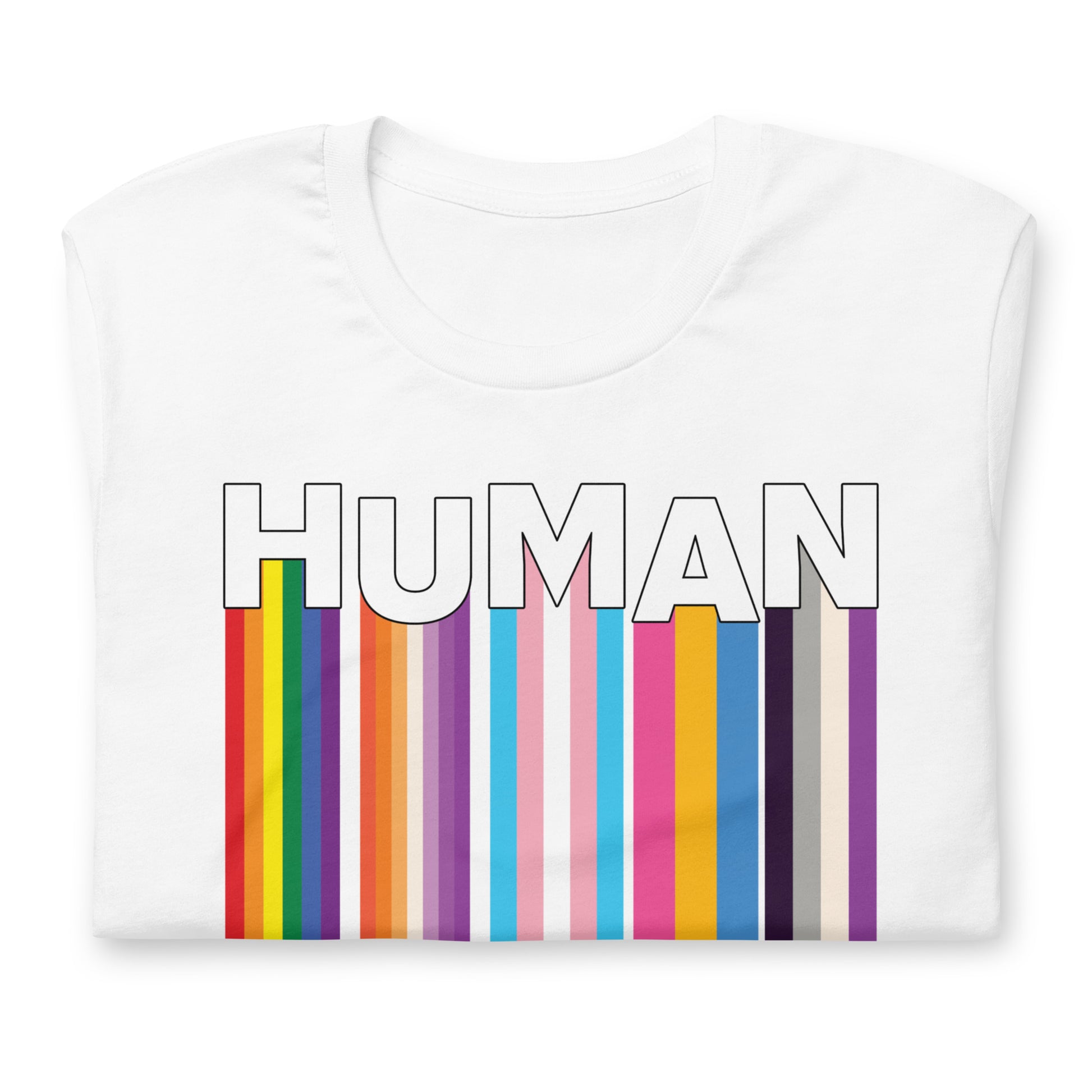 We Are Human White T-Shirt Folded - BackRoomGear - your LGBTQI Gay Kink Apparel Store