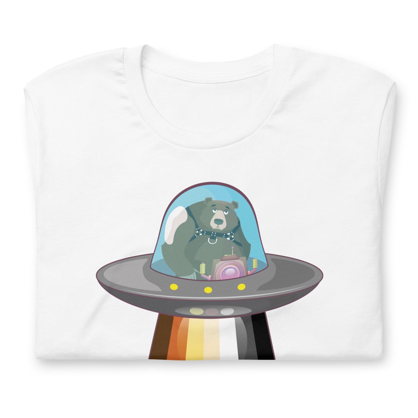 UFO Bear White T-Shirt Flat - BackRoomGear - your LGBTQI Gay Kink Apparel Store