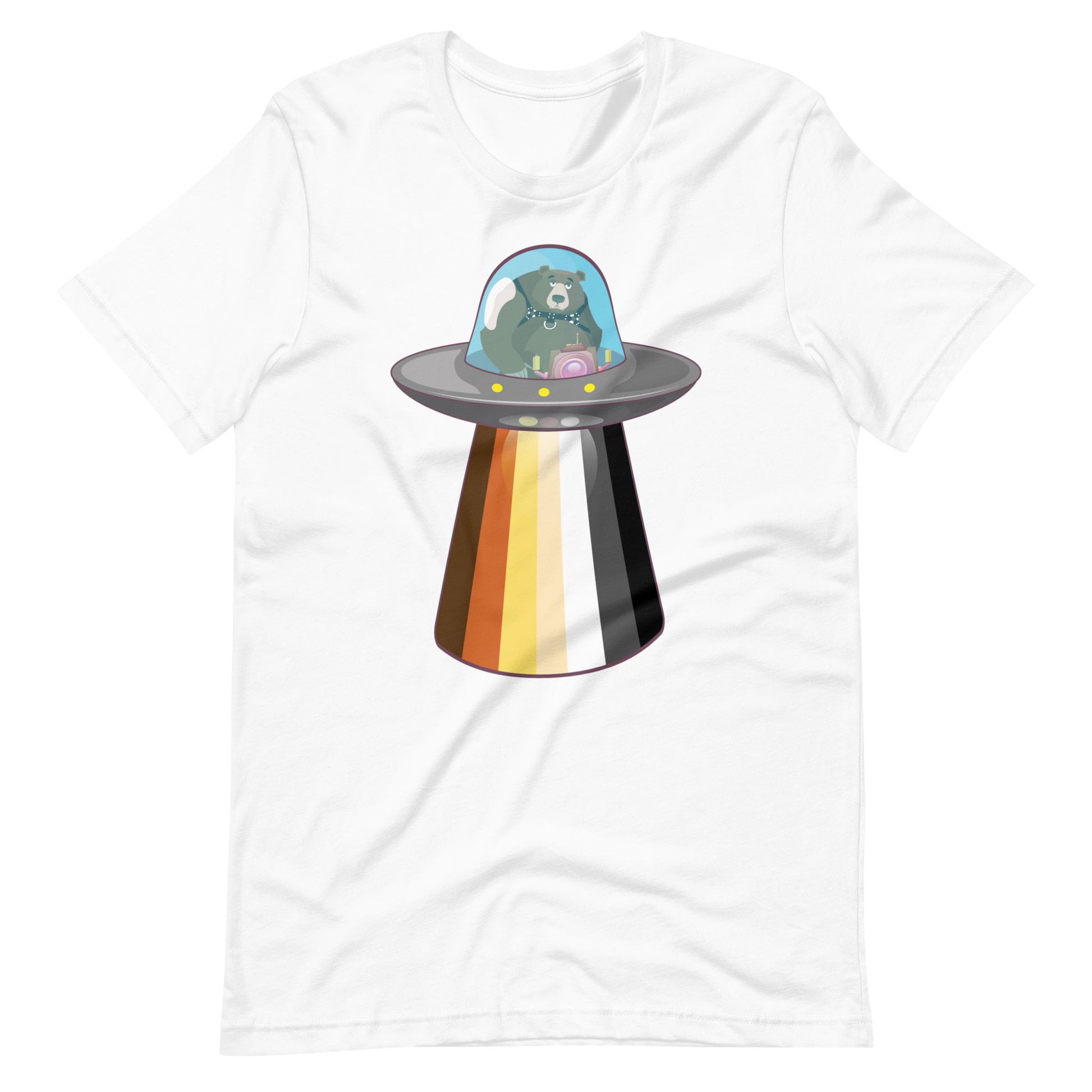 UFO Bear White T-Shirt Flat - BackRoomGear - your LGBTQI Gay Kink Apparel Store