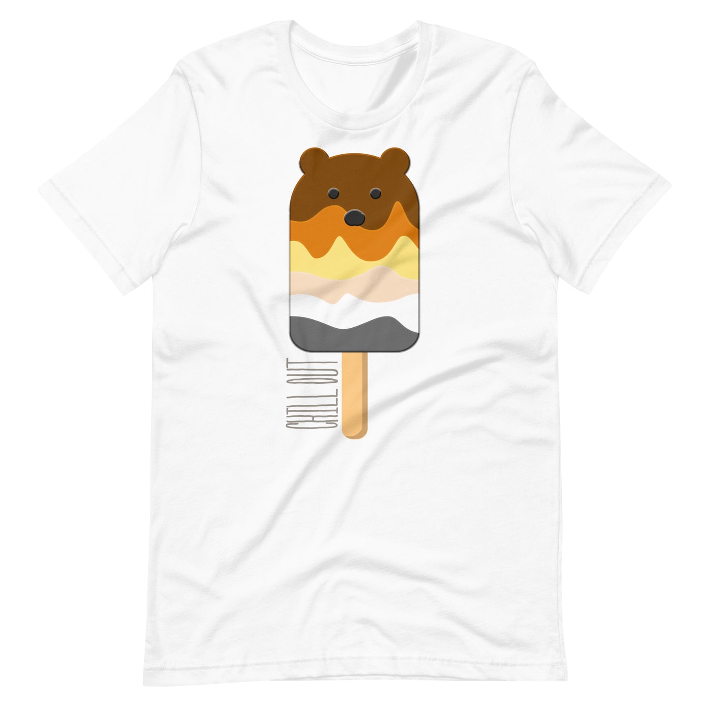 Bear Popsicle White T-Shirt Flat - BackRoomGear - your LGBTQI Gay Kink Apparel Store