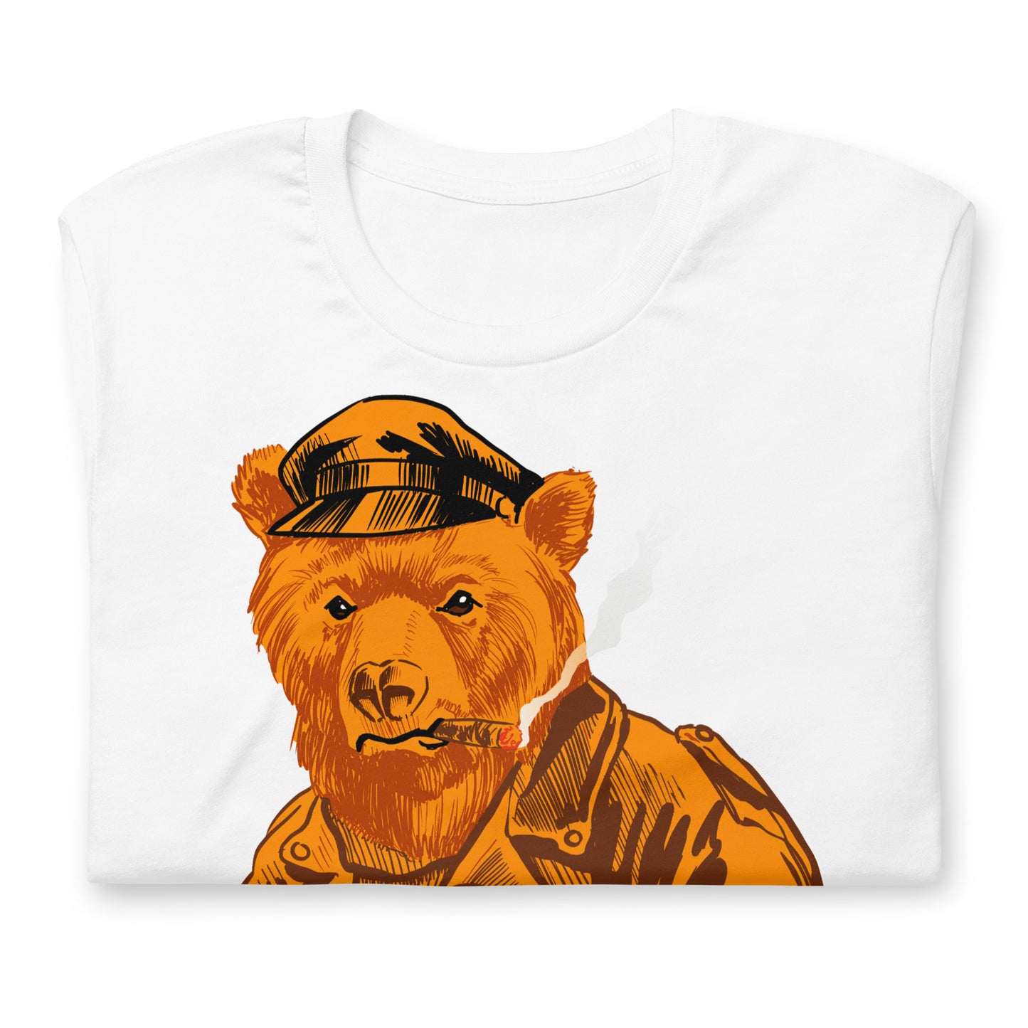 Retro Leather Bear White T-Shirt Flat Folded - BackRoomGear - your LGBTQI Gay Kink Apparel Store