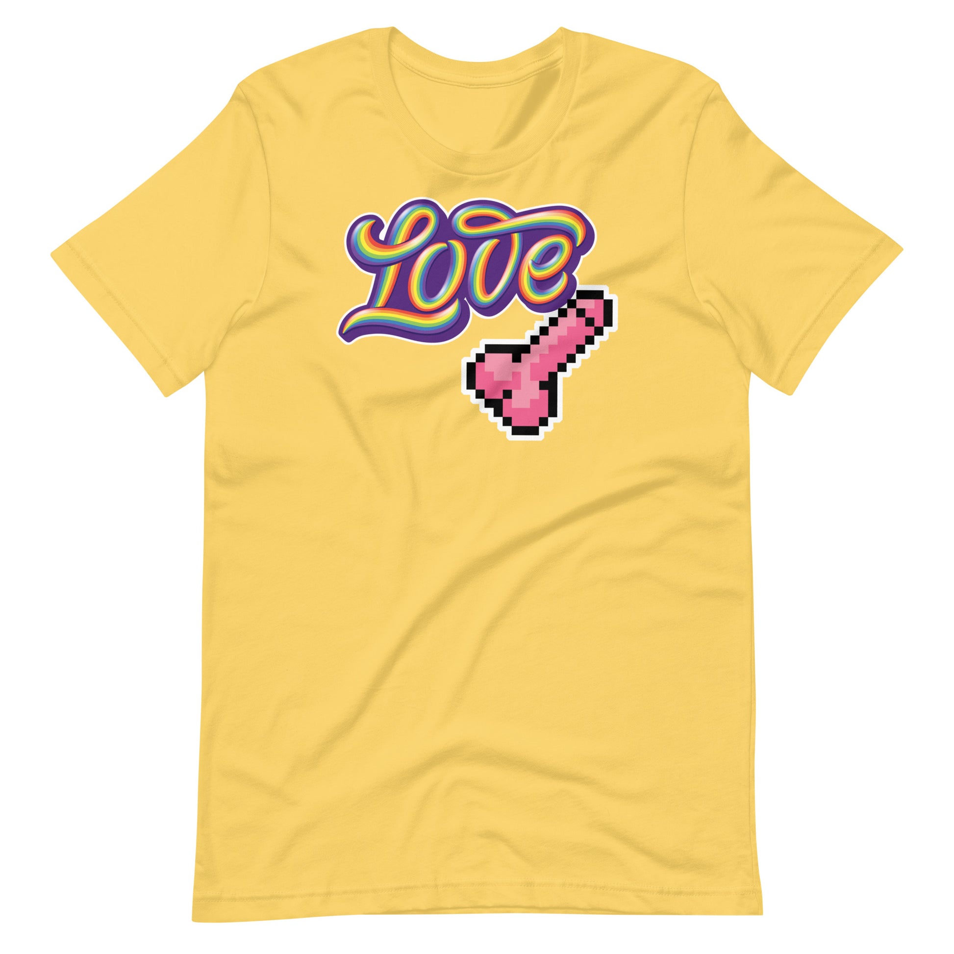 Love Dick Shirt-Yellow flat-backroomgear - your LGBTQI Gay Kink Apparel Store