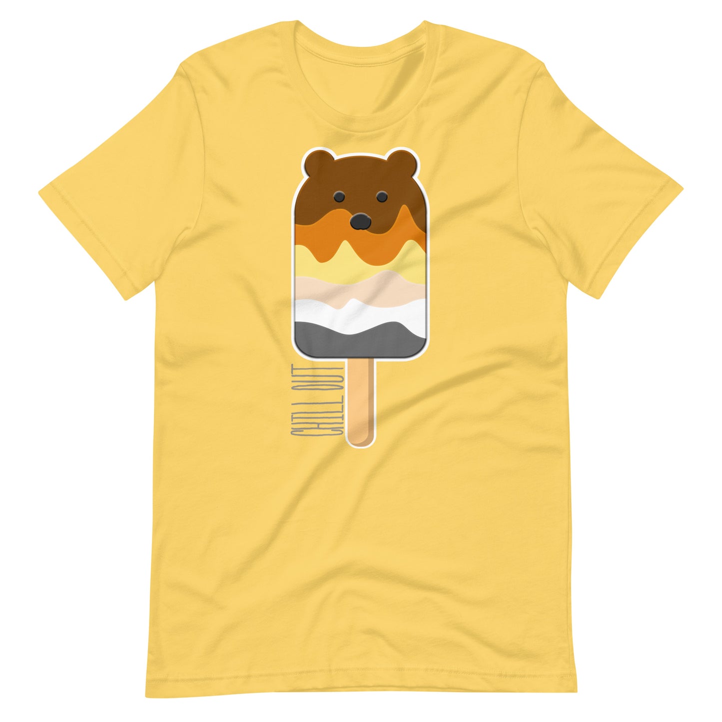 Bear Popsicle Yellow T-Shirt Flat - BackRoomGear - your LGBTQI Gay Kink Apparel Store