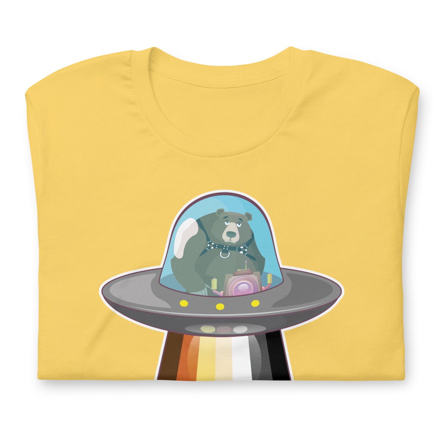 UFO Bear Yellow T-Shirt Flat - BackRoomGear - your LGBTQI Gay Kink Apparel Store