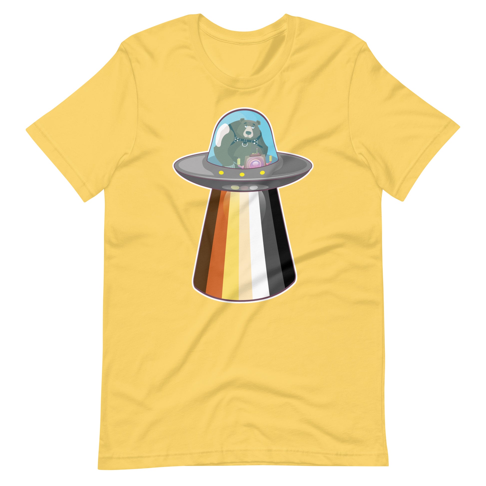 UFO Bear Yellow T-Shirt Flat - BackRoomGear - your LGBTQI Gay Kink Apparel Store